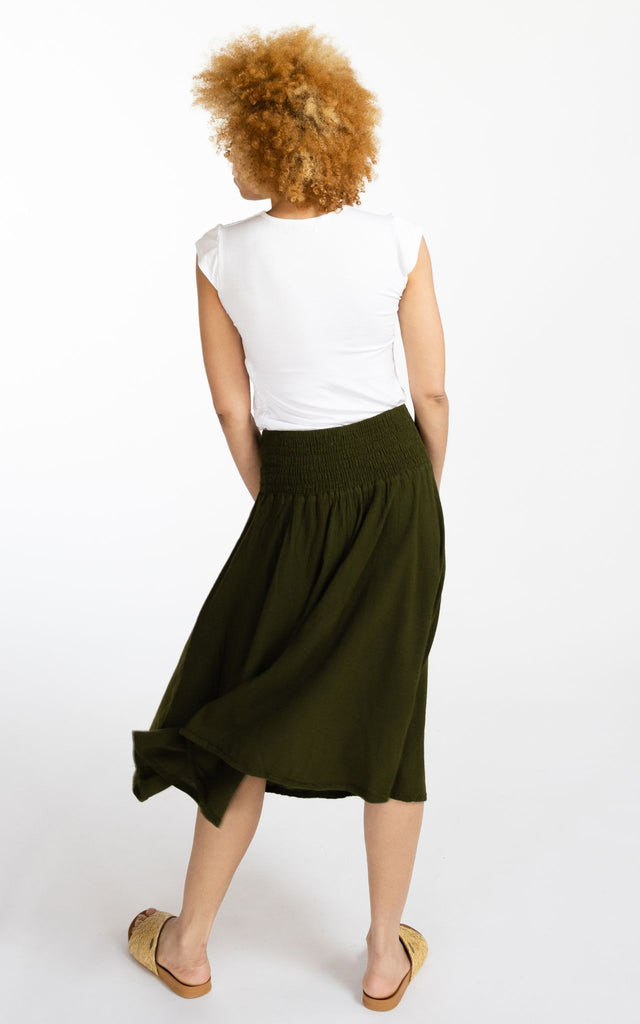 Surya Australia Ethical 'Rosa' Skirt made in Nepal - Tree Green