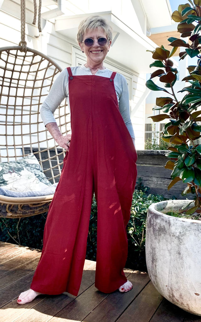 Surya Australia Ethical Cotton 'Juanita' Overalls Dungarees made in Nepal - Berry