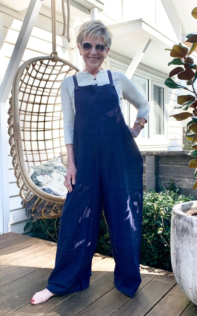 Surya Australia Ethical Cotton 'Juanita' Overalls Dungarees made in Nepal - Dark Blue