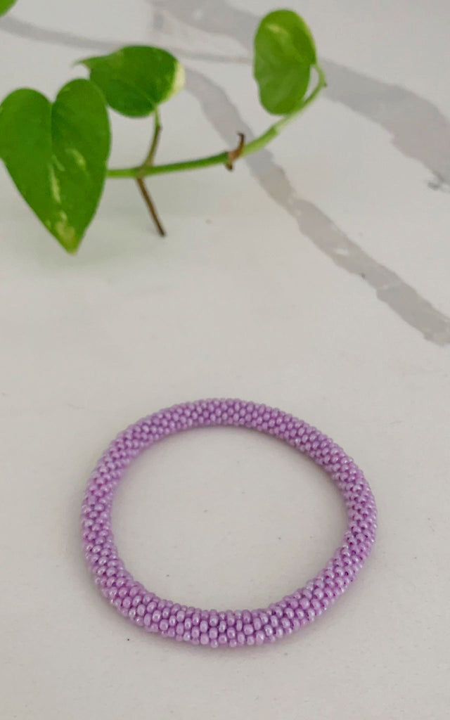 Surya Australia Ethical Roll-on Beaded Bracelet from Nepal - Lilac