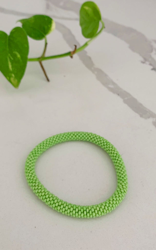 Surya Australia Ethical Roll-on Beaded Bracelet from Nepal - Lime Green