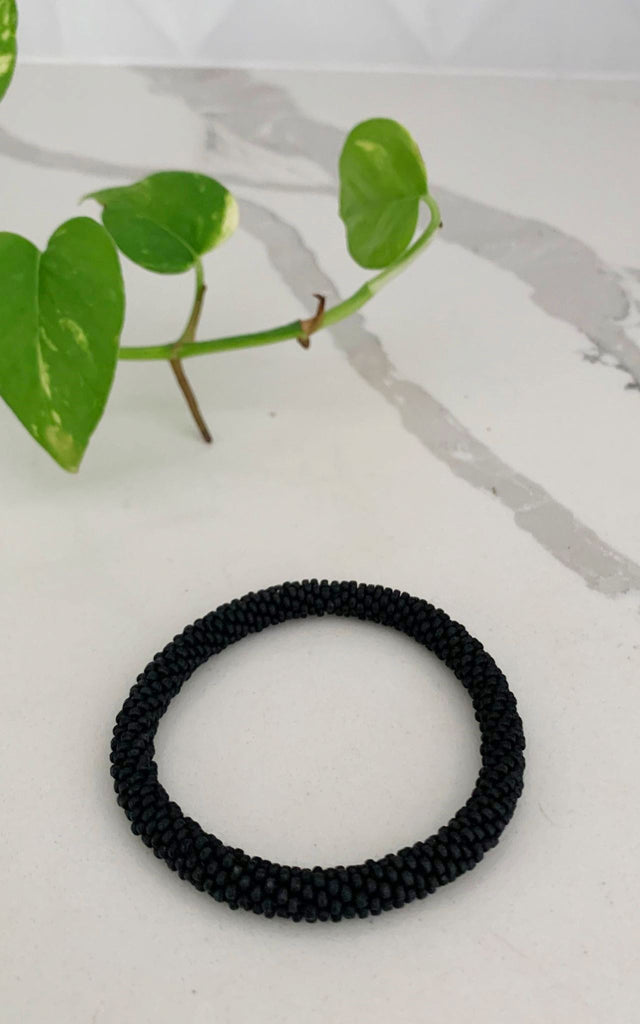 Surya Australia Ethical Roll-on Beaded Bracelet from Nepal - Black