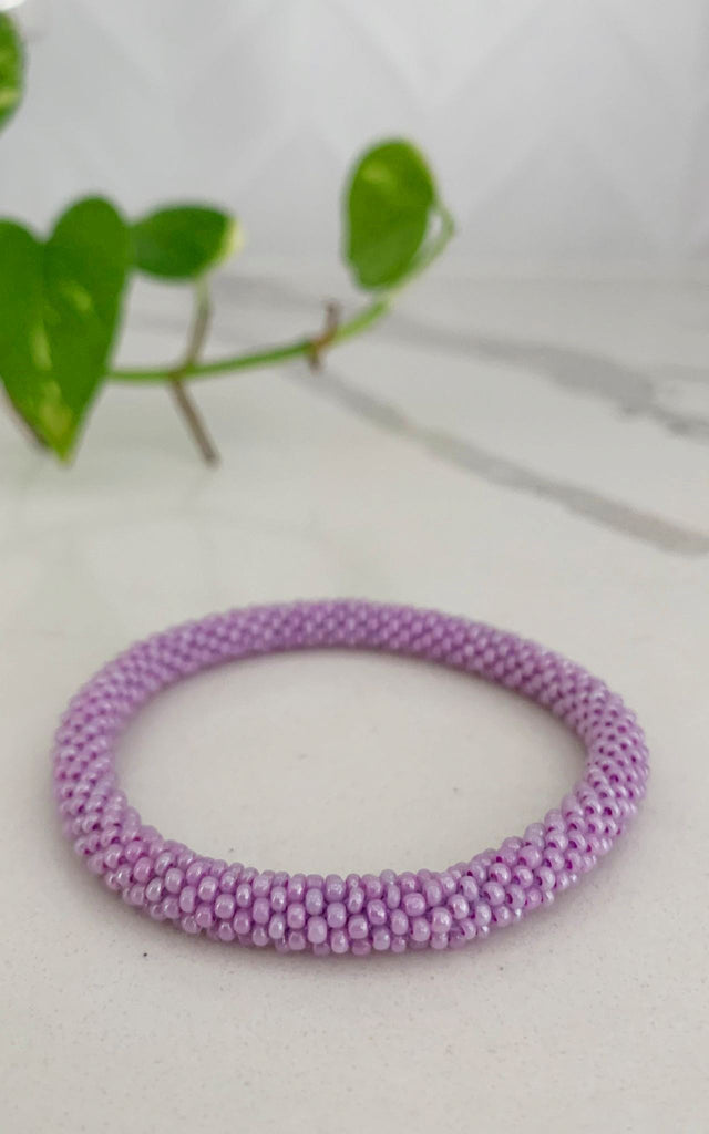 Surya Australia Ethical Roll-on Beaded Bracelet from Nepal - Lilac