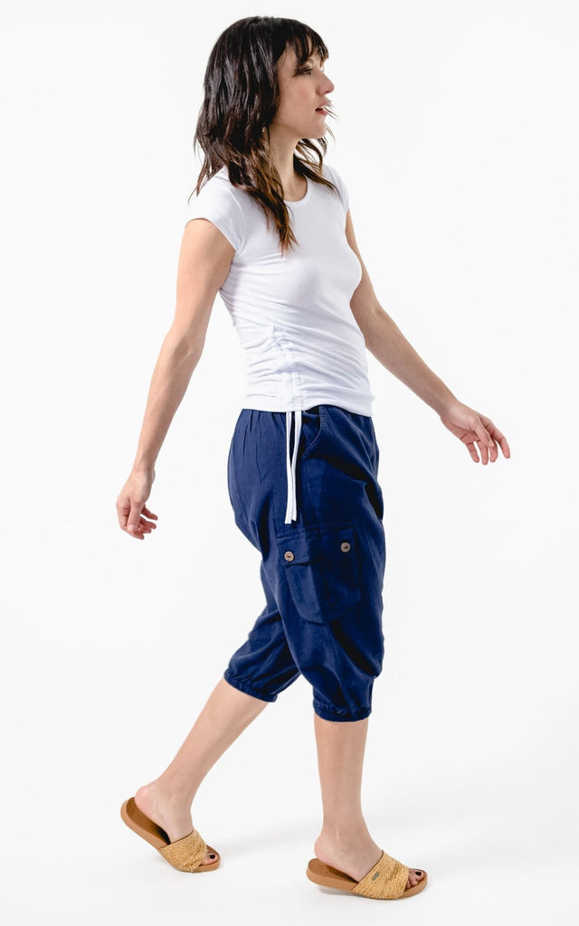 Surya Australia Ethical Cotton Drop Crotch Shorts - Blue #colour_blue