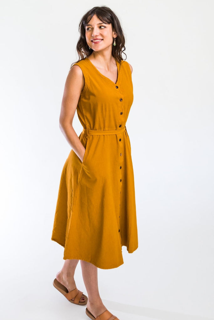Surya Australia Ethical Cotton 'Valentina' Dress - Mustard #colour_mustard