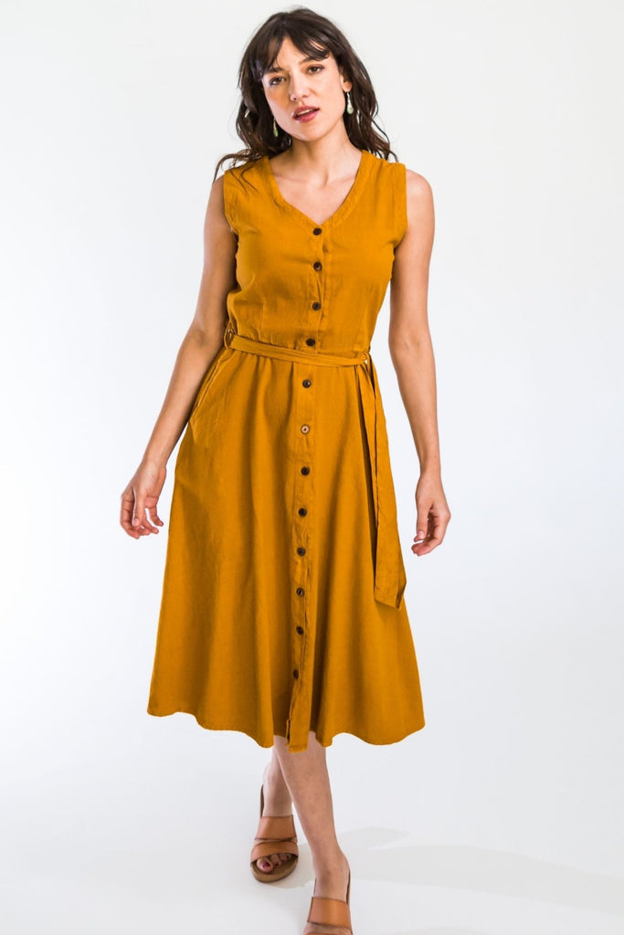 Surya Australia Ethical Cotton 'Valentina' Dress - Mustard #colour_mustard
