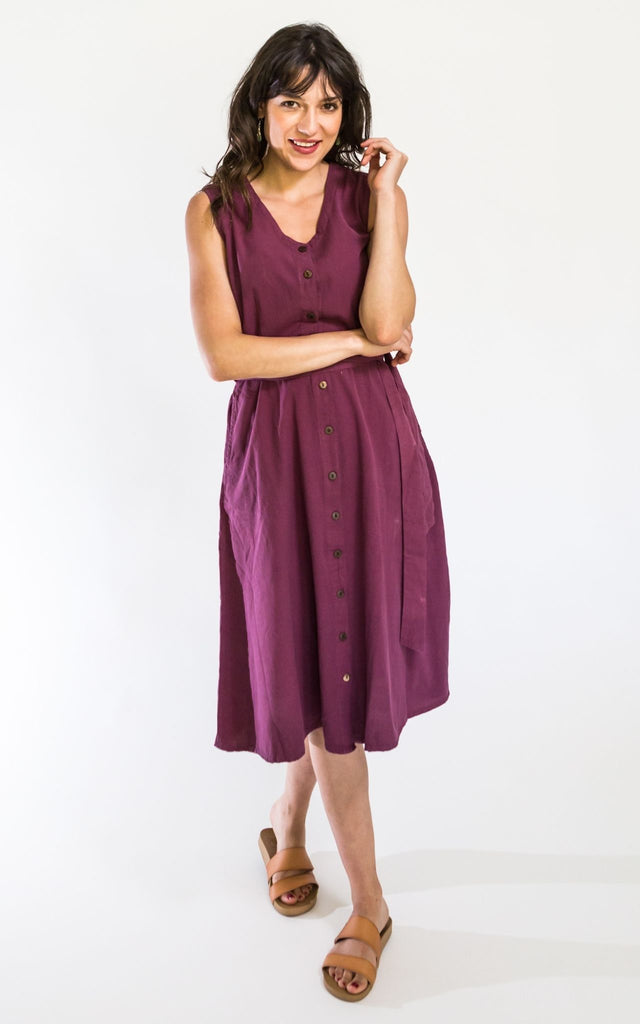 Surya Australia Ethical Cotton 'Valentina' Dress - Wine #colour_wine