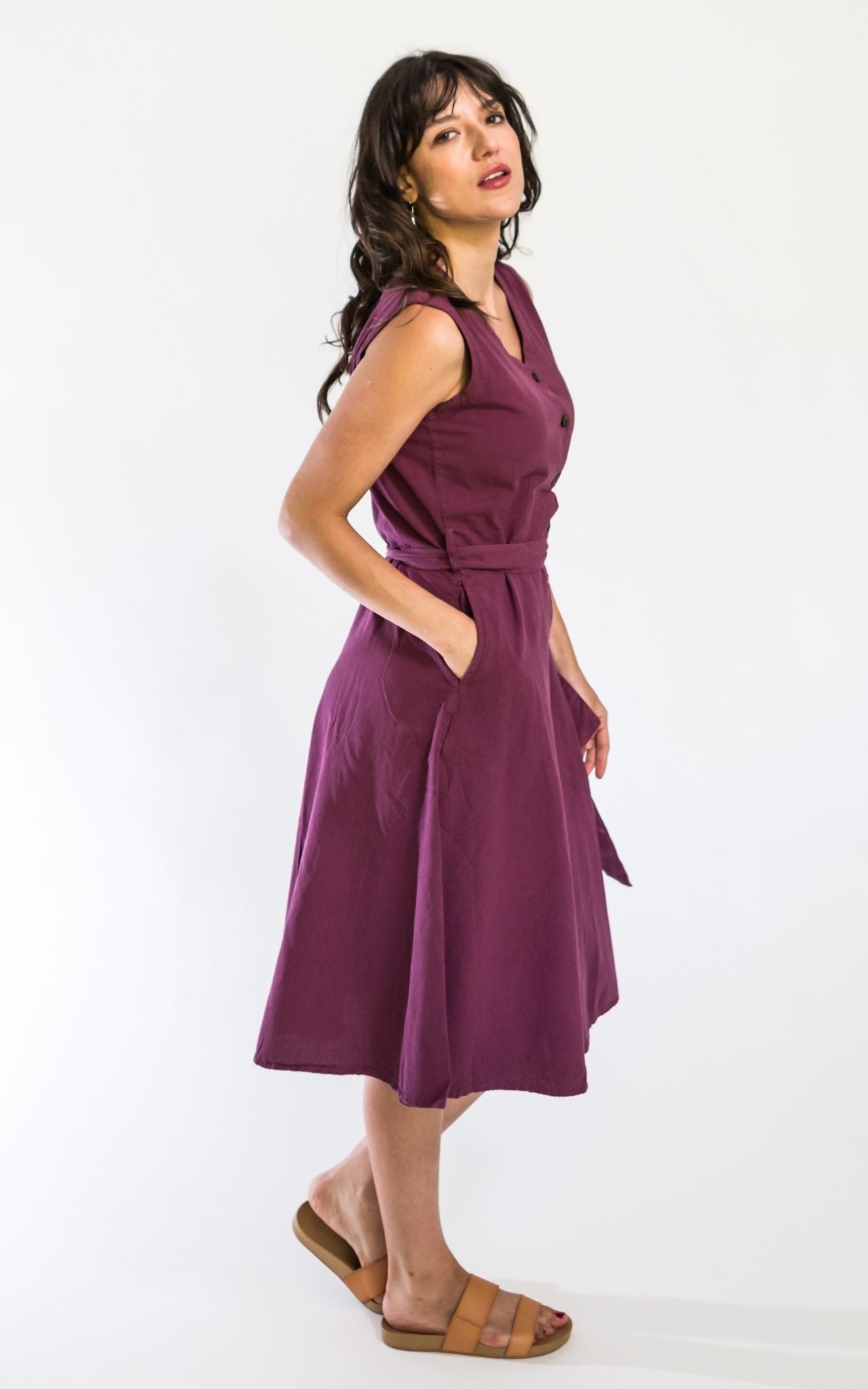 Surya Australia Ethical Cotton 'Valentina' Dress - Wine #colour_wine