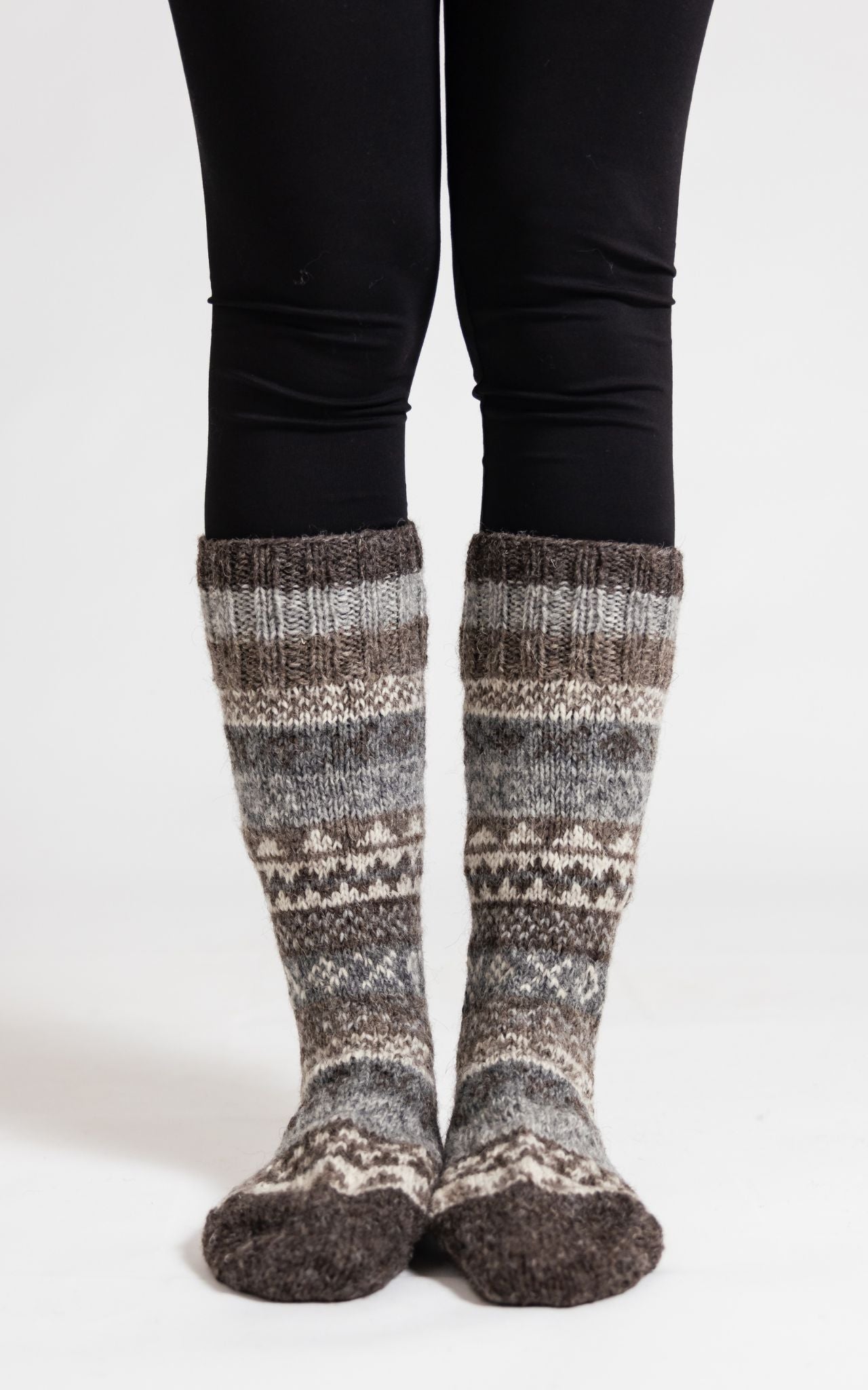 Surya Australia Wool Socks hand knitted in Nepal - Grey