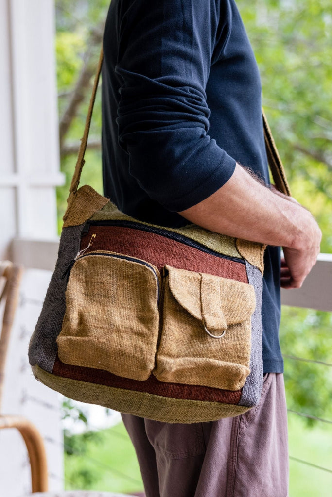 Surya Australia Hemp 'Safari' Bag for men made in Nepal - Mustard