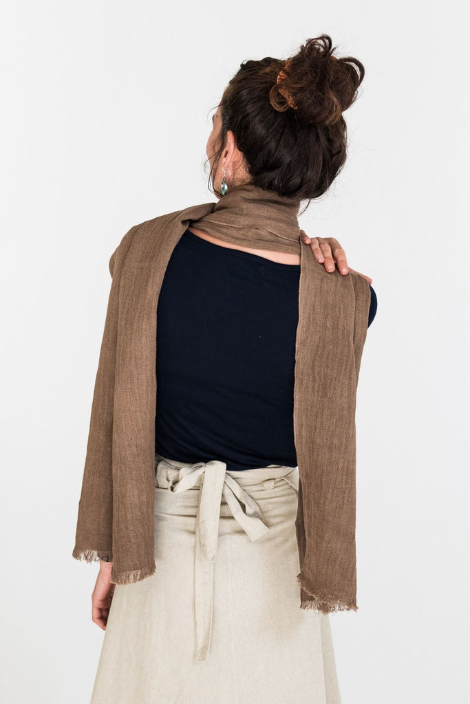 Surya Australia Fairtrade Naturally Dyed Hemp Scarf from Nepal - Chocolate #colour_chocolate