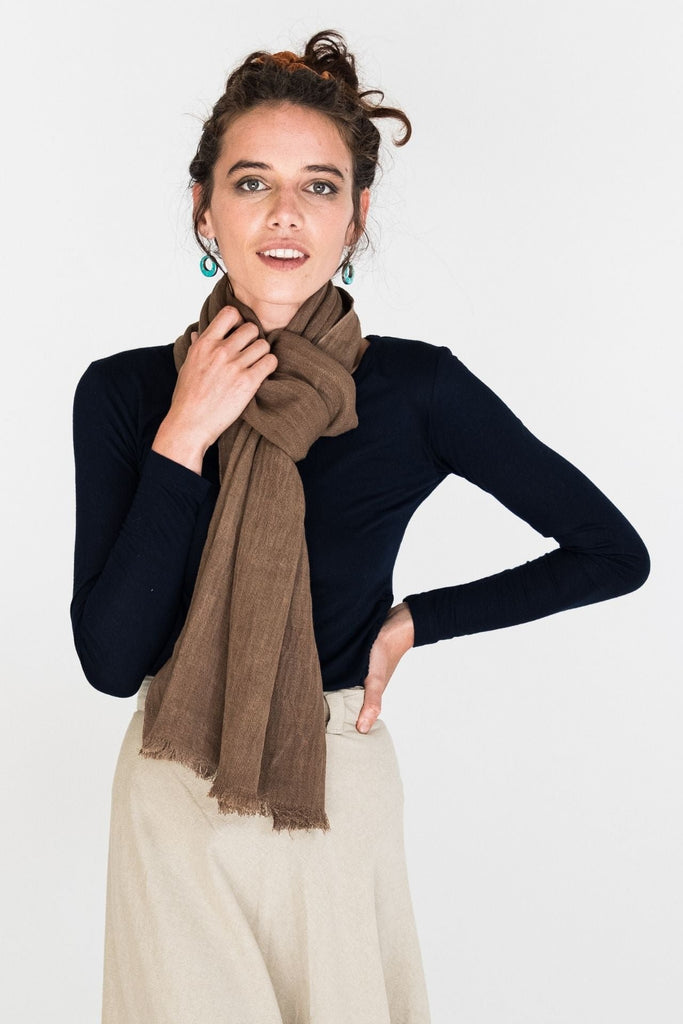 Surya Australia Fairtrade Naturally Dyed Hemp Scarf from Nepal - Chocolate #colour_chocolate