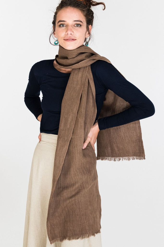 Surya Australia Fairtrade Naturally Dyed Hemp Scarf from Nepal - Chocolate #colour_chocolate