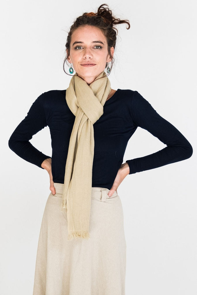 Surya Australia Fairtrade Naturally Dyed Hemp Scarf from Nepal - Pale Olive #colour_pale-olive