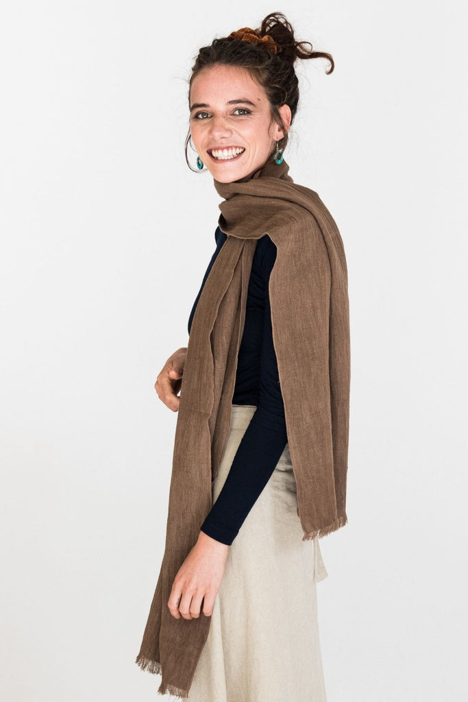 Surya Australia Fairtrade Naturally Dyed Hemp Scarf from Nepal - Chocolate #colour_chocolate