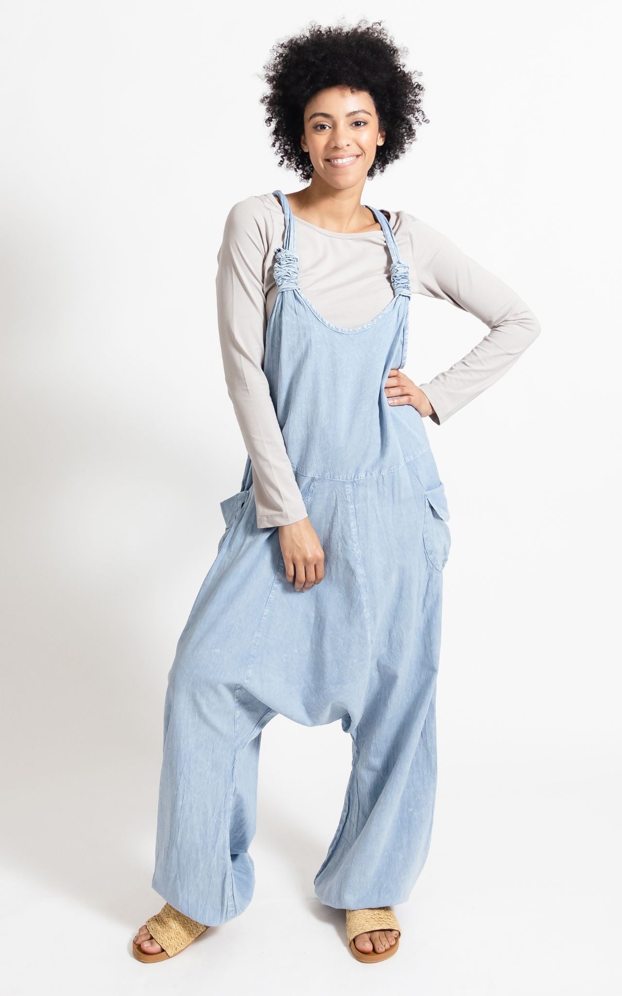 Surya Australia Ethical Cotton 'Bahini' Overalls made in Nepal - Sky Blue