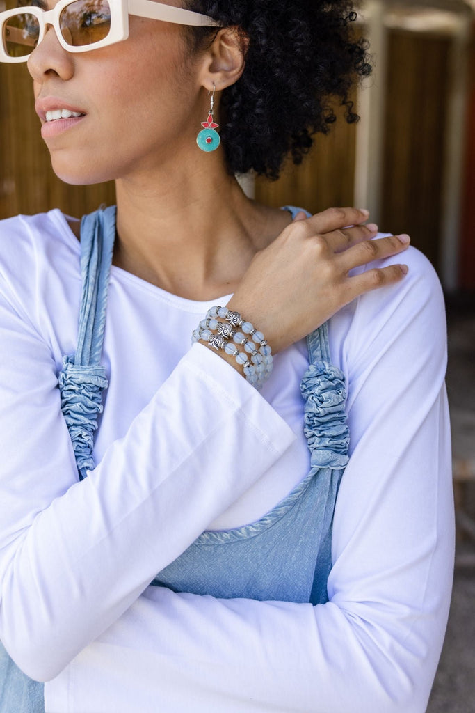 Surya Australia Ethical Mala Bracelets made in Nepal - Aquamarine