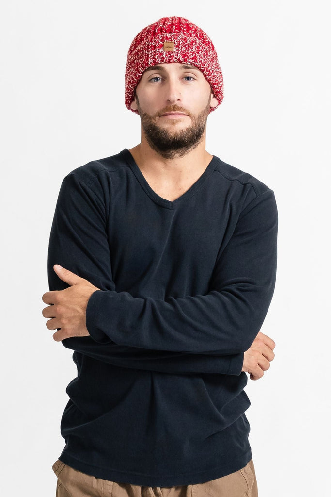 Surya Australia Ethical Merino Wool Beanie from Nepal for men - Red