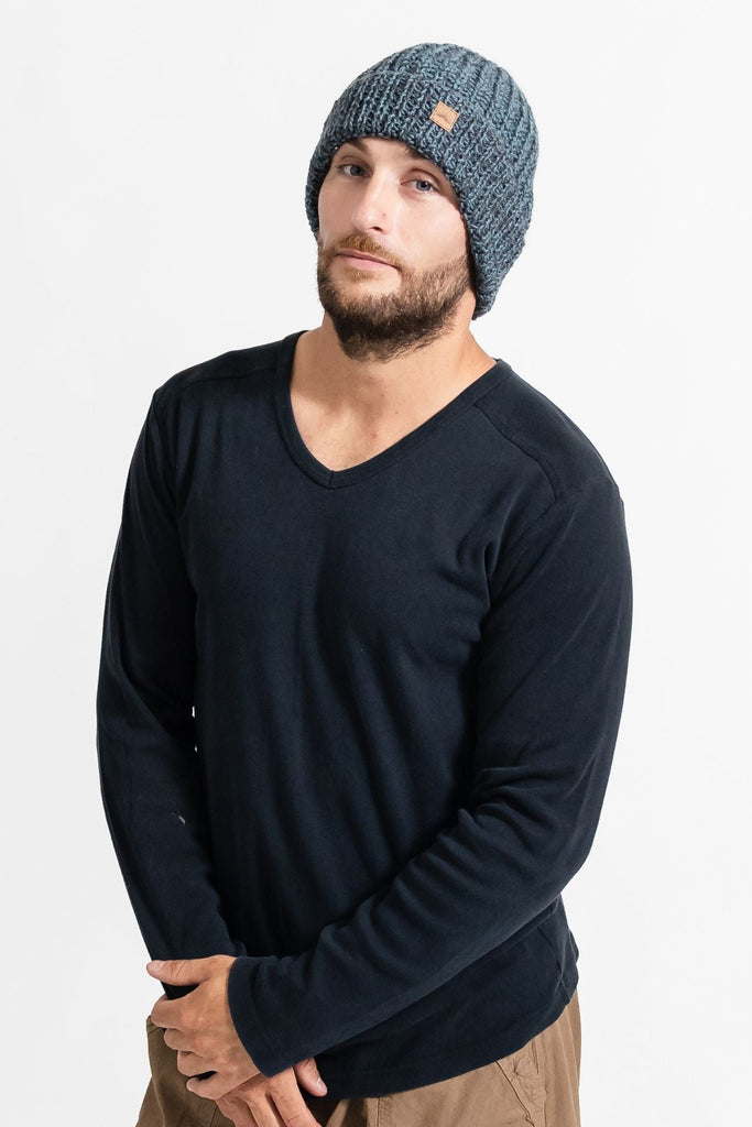Surya Australia Ethical Merino Wool Beanie from Nepal for men - Blue