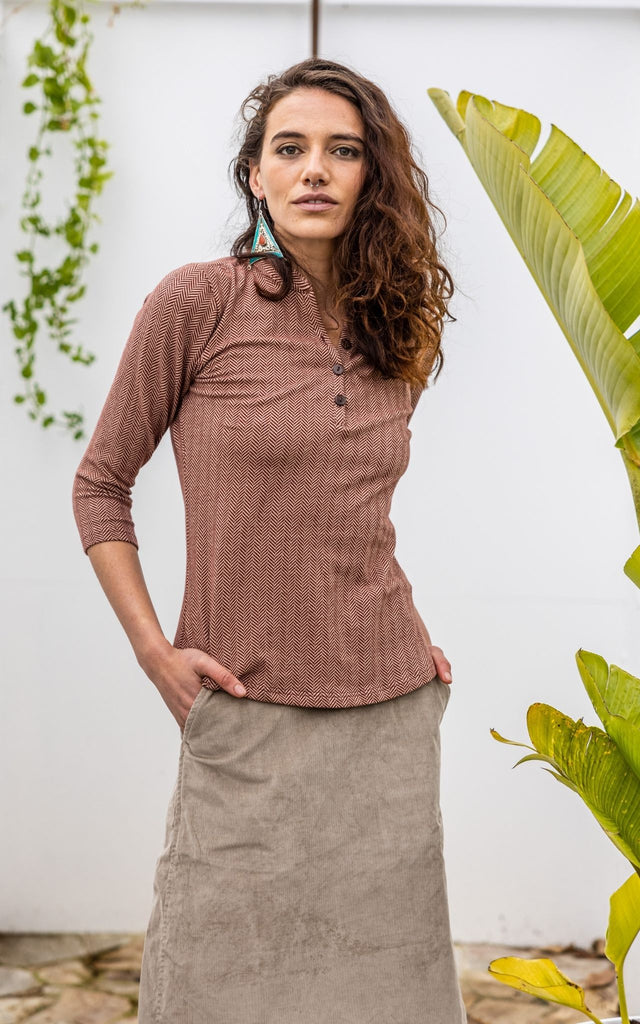 Surya Australia Clementine Organic Cotton 'Clementine' Top made in Nepal - Maroon