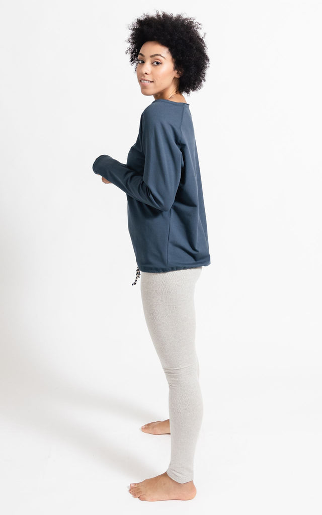 Surya Australia Ethical Organic Cotton Jacquard 'Asana' Leggings made in Nepal - Oatmeal