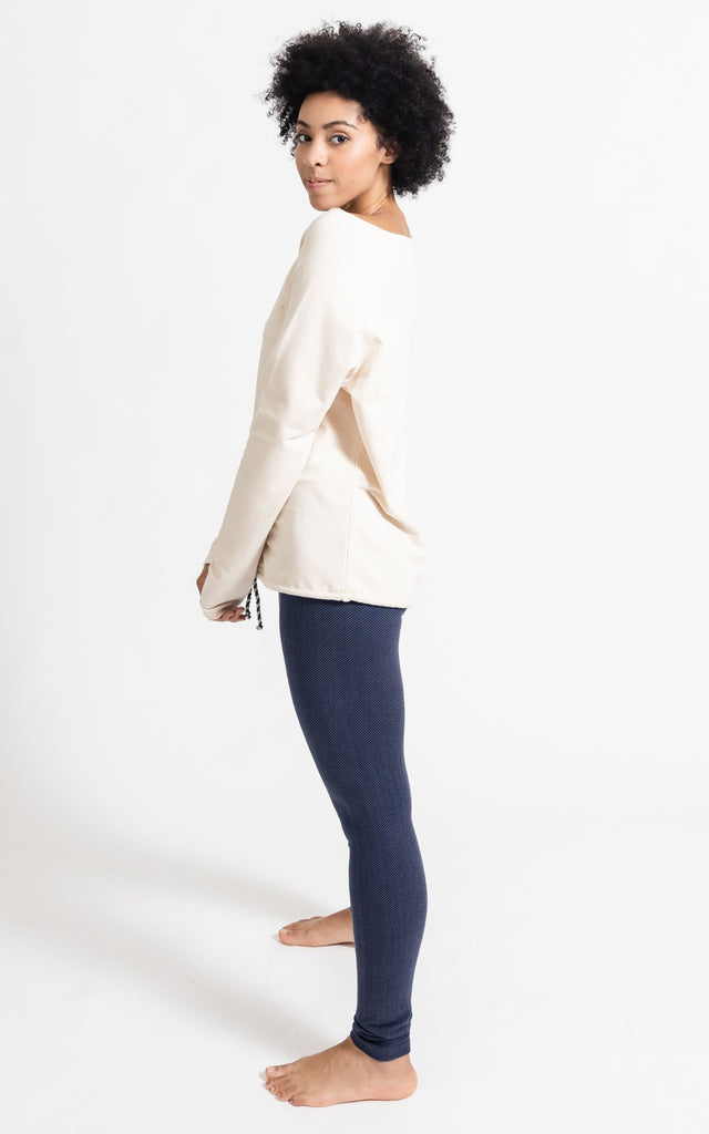 Surya Australia Ethical Organic Cotton Jacquard 'Asana' Leggings made in Nepal - Cobalt