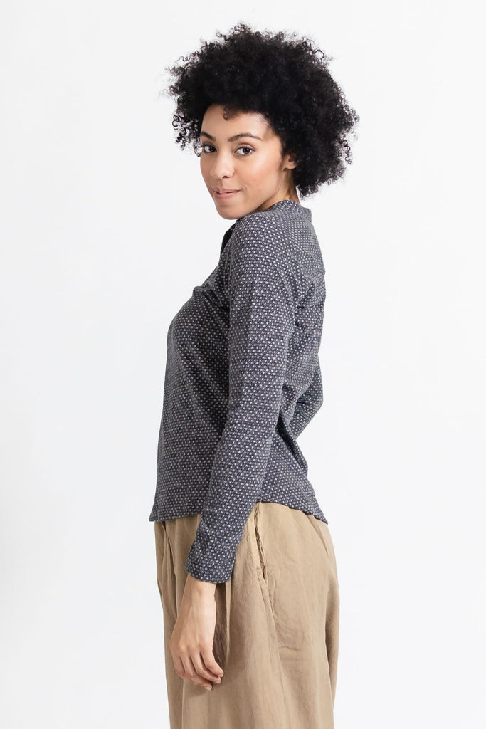 Surya Australia Organic Cotton Jacquard 'Clementine' Top from Nepal - Charcoal