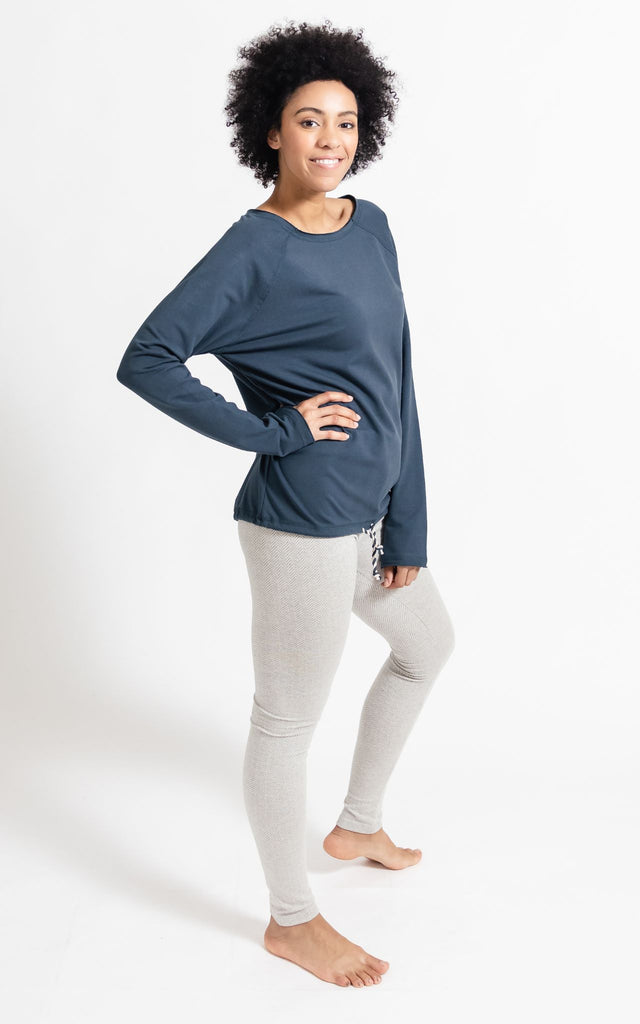 Surya Australia Ethical Organic Cotton Jacquard 'Asana' Leggings made in Nepal - Oatmeal