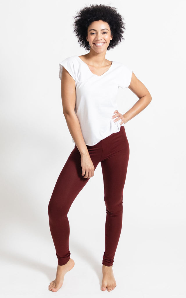 Surya Australia Organic Cotton 'Nidra' Leggings made in Nepal - Berry