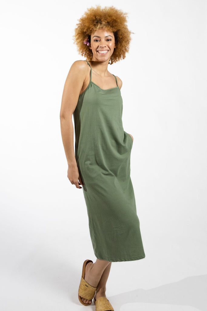 Surya Australia Organic Cotton Slip Dress made in Nepal - Ocean