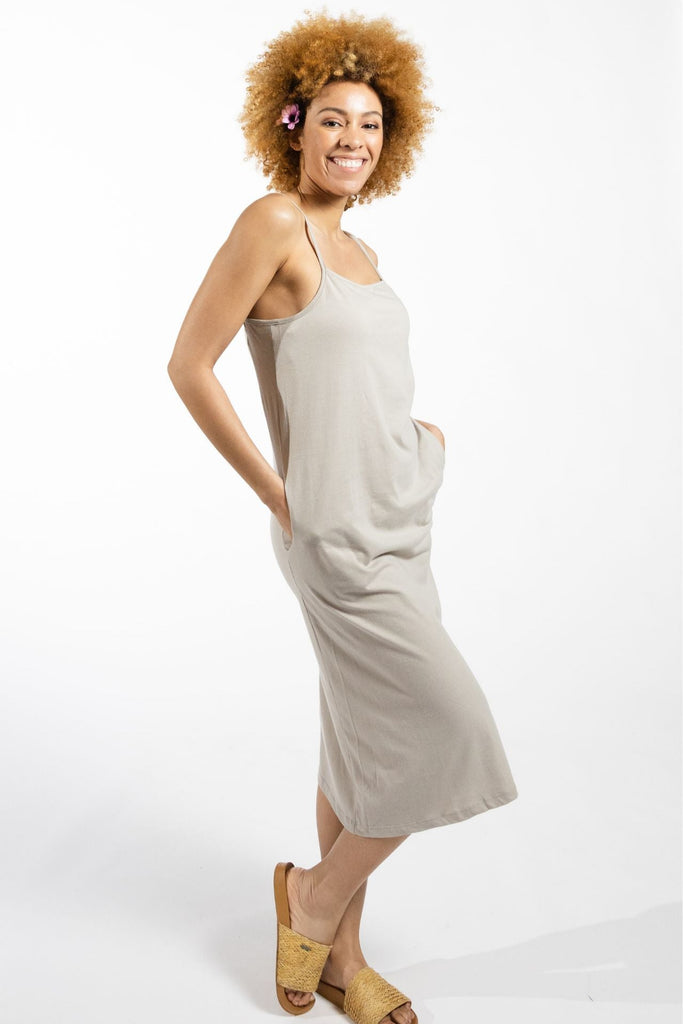 Surya Australia Organic Cotton Slip Dress made in Nepal - Oyster