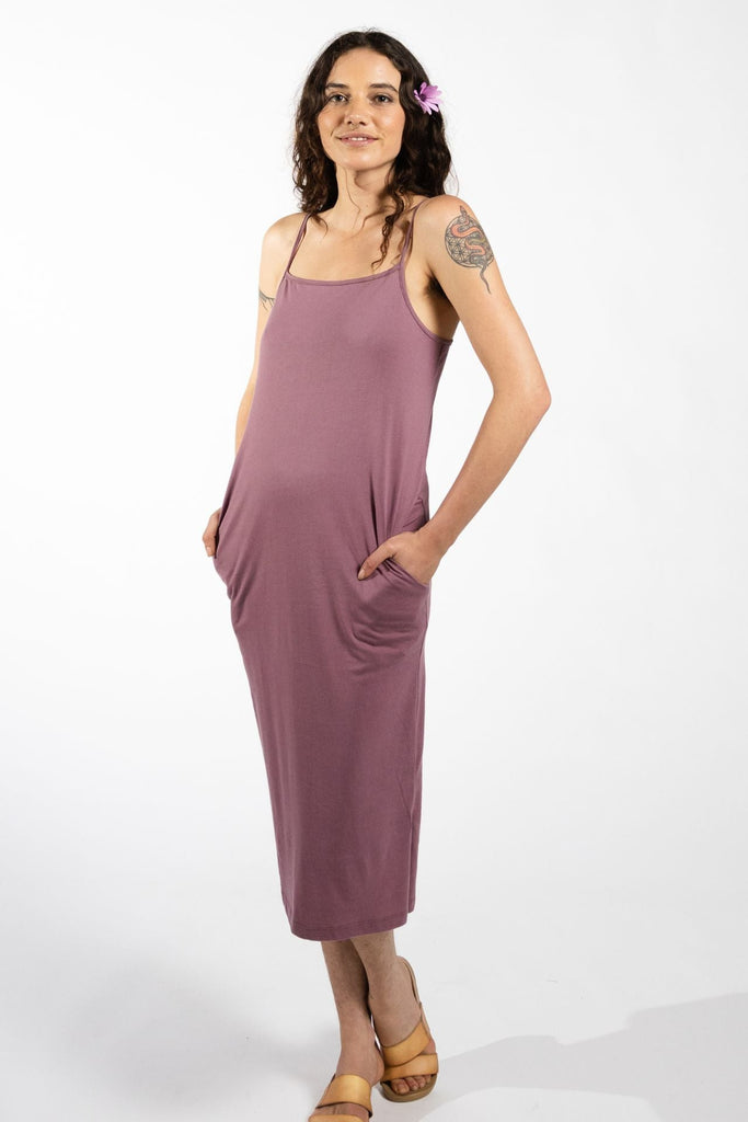 Surya Australia Organic Cotton Slip Dress made in Nepal - Dusty Mauve 