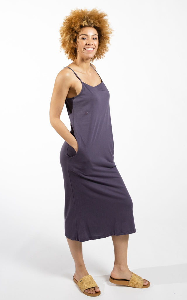 Surya Australia Organic Cotton Slip Dress made in Nepal - Dusty Grey