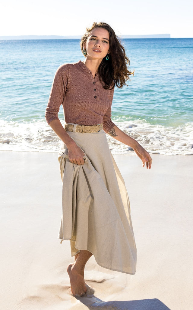Surya Australia 'Odette' Wrap Skirt from Nepal - Oatmeal #colour_oatmeal