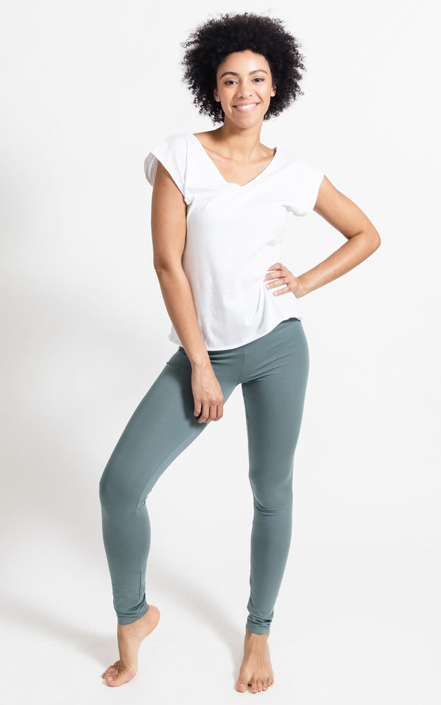 Surya Australia Organic Cotton 'Nidra' Leggings made in Nepal - Ocean
