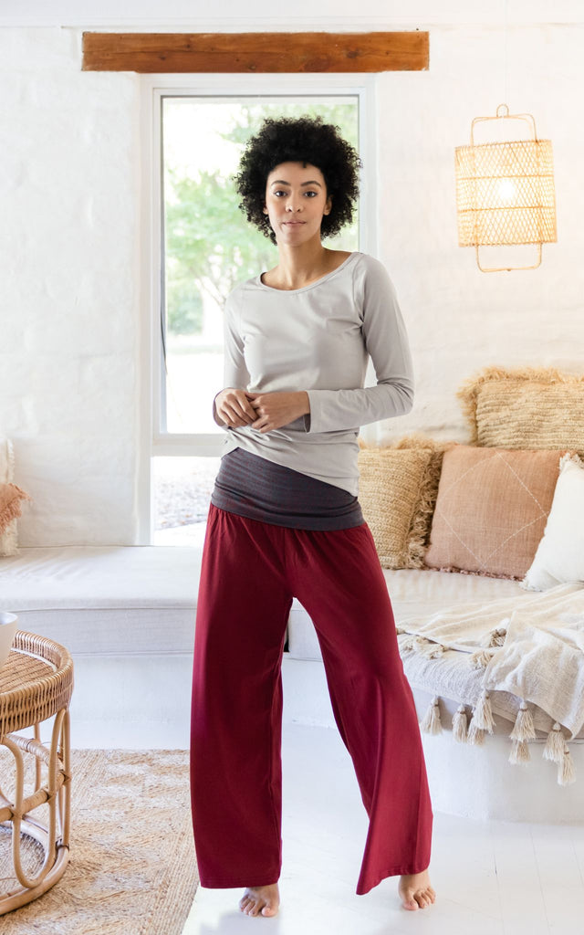 Surya Australia Organic Cotton 'Mantra' Pants made in Nepal - Berry