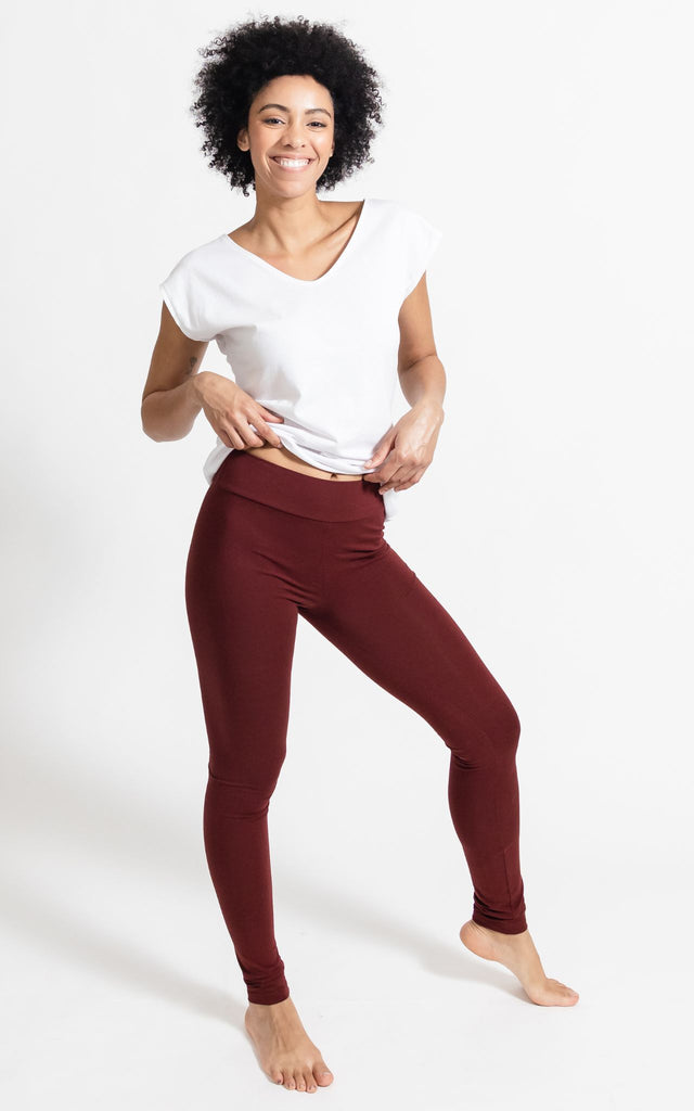 Surya Australia Organic Cotton 'Nidra' Leggings made in Nepal - Berry