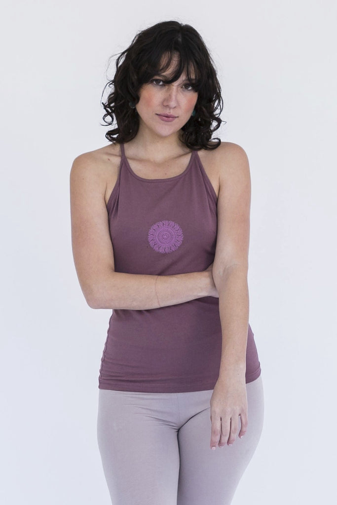 Surya Australia Ethical Organic Cotton Yoga Top from Nepal - Mauve #colour_mauve