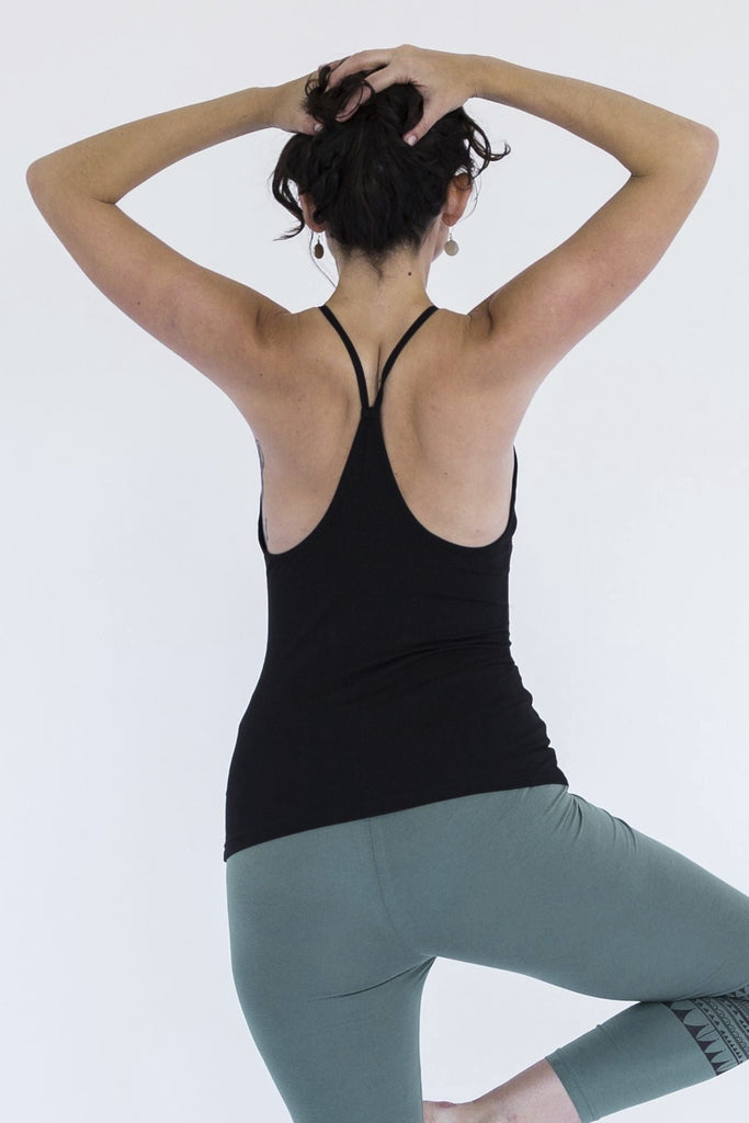 Surya Australia Ethical Organic Cotton Yoga Top from Nepal - Black #colour_black