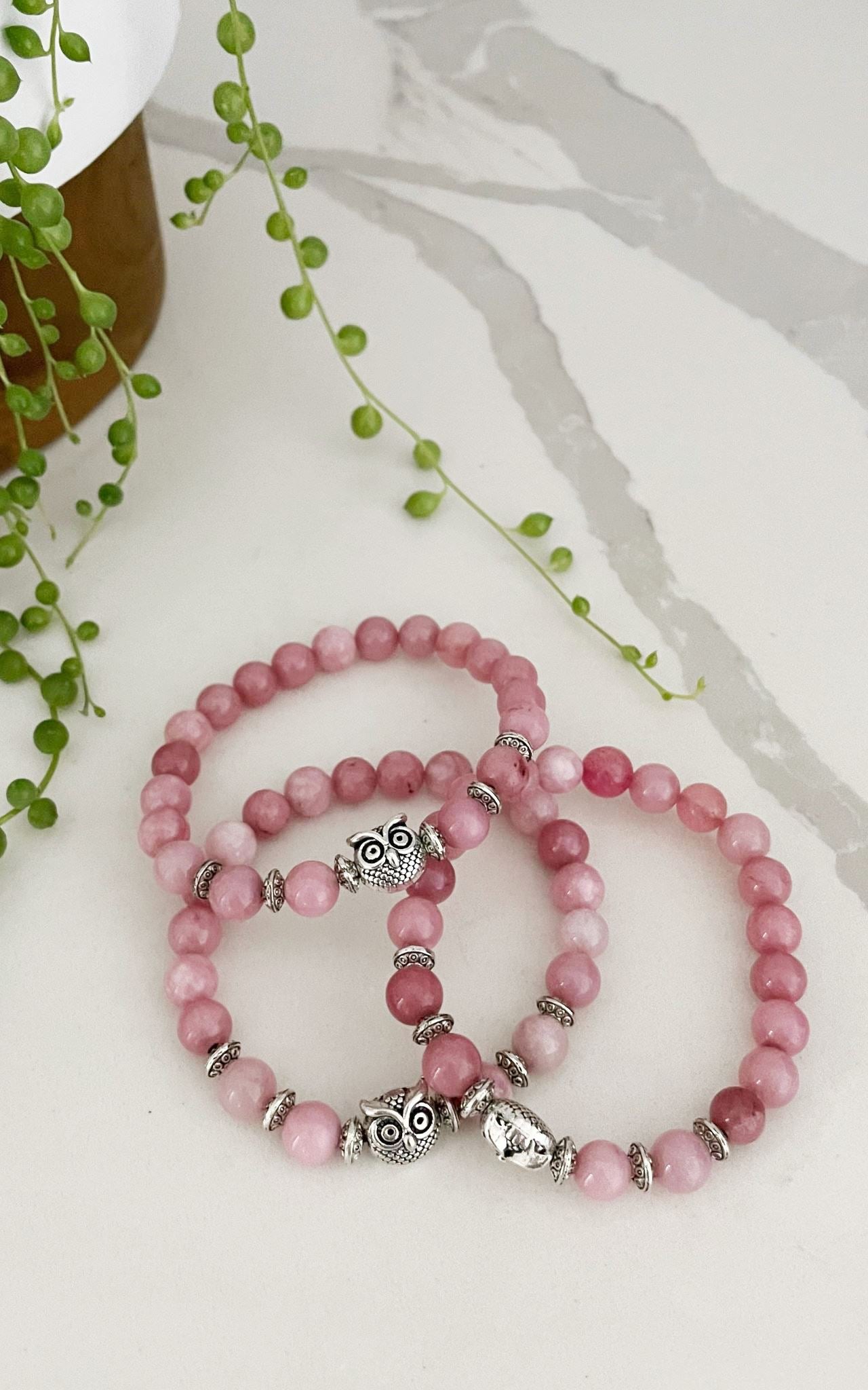 Surya Australia Ethical Mala Bracelets made in Nepal - Pink Tourmaline