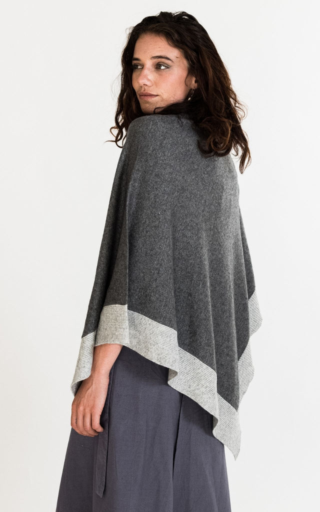 Surya Australia Ethically Made Cashmere Poncho from Nepal #colour_dark-grey