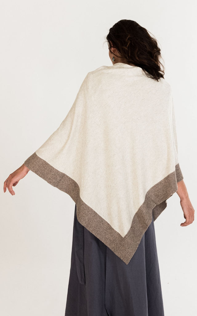 Surya Australia Ethically Made Cashmere Poncho from Nepal - latte #colour_latte