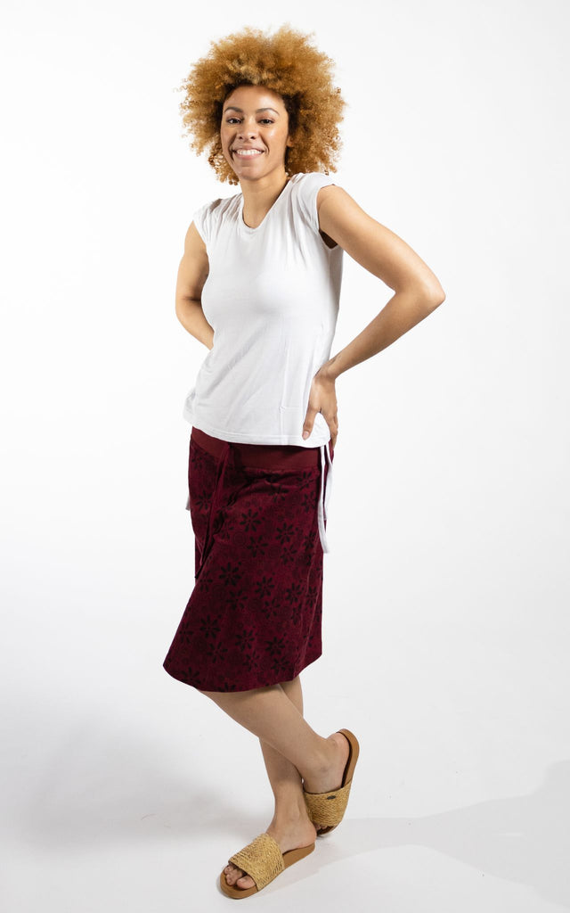Surya Australia Cotton 'Stella' Skirt made in Nepal - Maroon