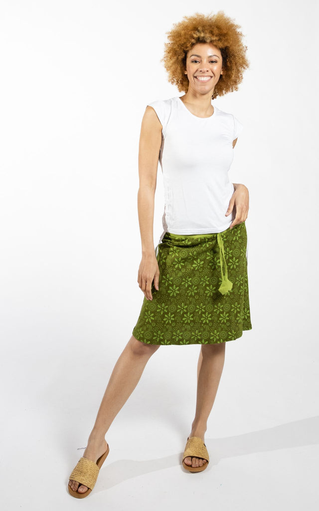 Surya Australia Cotton 'Stella' Skirt made in Nepal - Lime Green