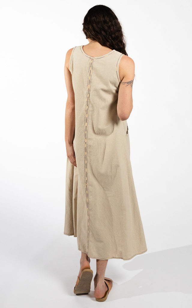 Surya Australia Ethical Cotton 'Calliope' Dress made in Nepal - Oatmeal
