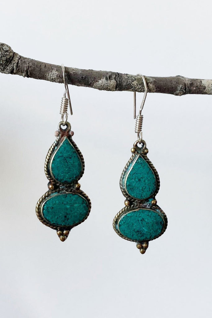 Surya Tibetan Earrings from Nepal - Laya
