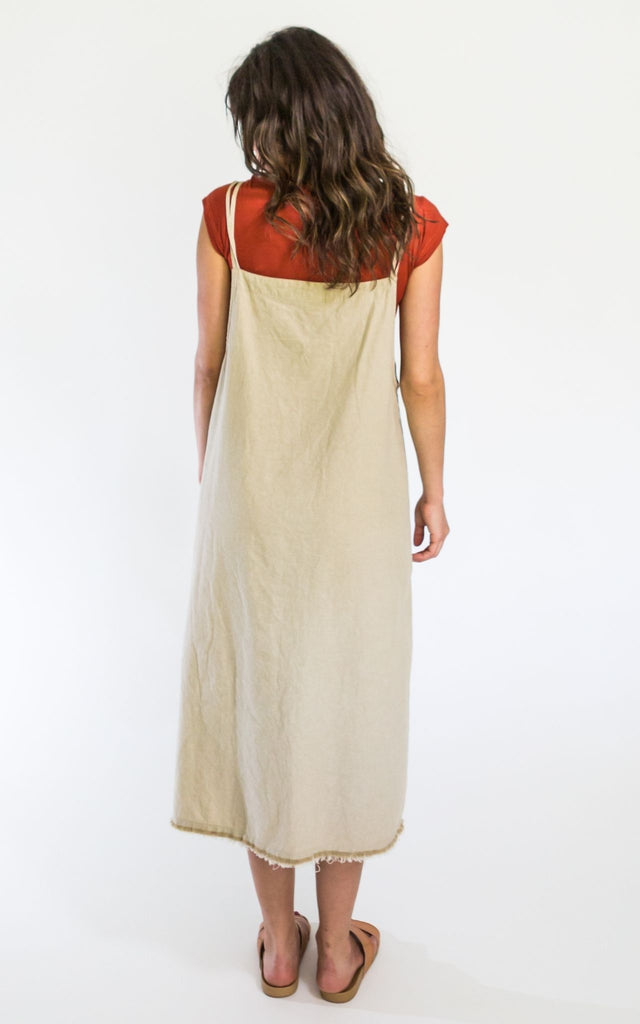 Surya Australia Ethical Cotton 'Sirena' Pinafore made in Nepal - Oatmeal