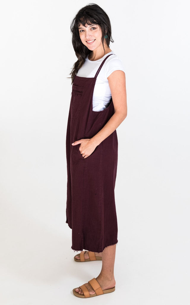 Surya Australia Ethical Cotton 'Sirena' Pinafore made in Nepal - Wine