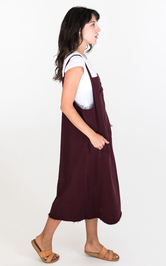 Surya Australia Ethical Cotton 'Sirena' Pinafore made in Nepal - Wine