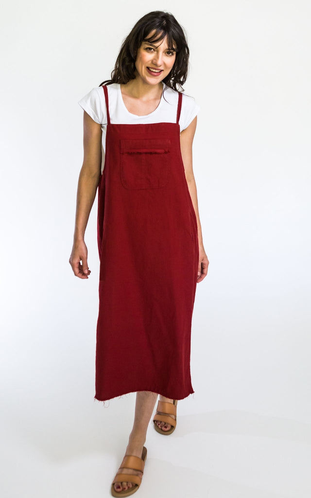 Surya Australia Ethical Cotton 'Sirena' Pinafore made in Nepal - Berry